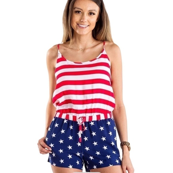 NWT Tipsy Elves American Flag Romper - Picture 1 of 10